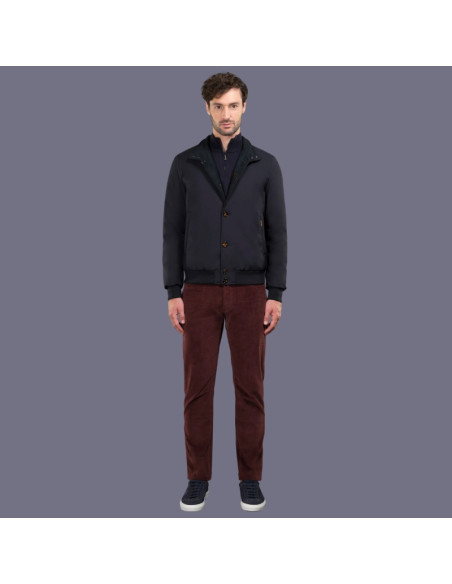 Janos-Pum Bleu Foncé Homme Moorer présentée portée de face｜Magasin Homme Toulouse
