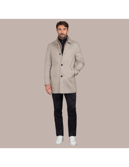 Monferrato-LP Taupe Homme Moorer présentée portée de face｜Magasin Homme Toulouse