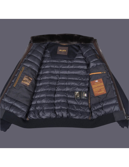 Bellati-LS9 Bleu Gris Homme Moorer présentée de face ouverte｜Magasin Homme Toulouse