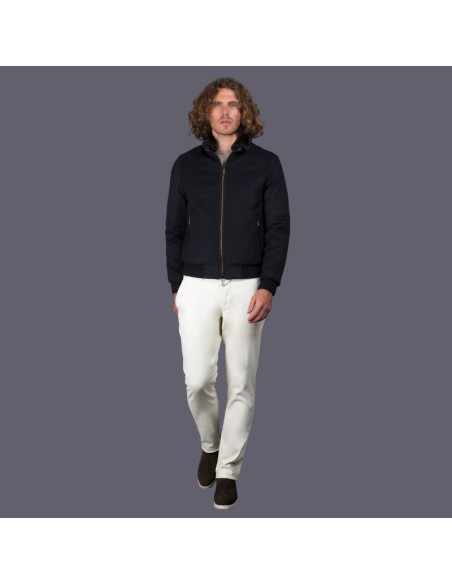 Bellati-LS9 Bleu Gris Homme Moorer présentée portée de face｜Magasin Homme Toulouse