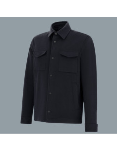 Blouson Laine Cachemire Bleu Marine Herno présentée de face｜Magasin Homme Toulouse 2