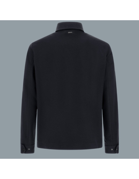 Surchemise Laine Cachemire Bleu Marine Herno présentée de dos｜Magasin Homme Toulouse