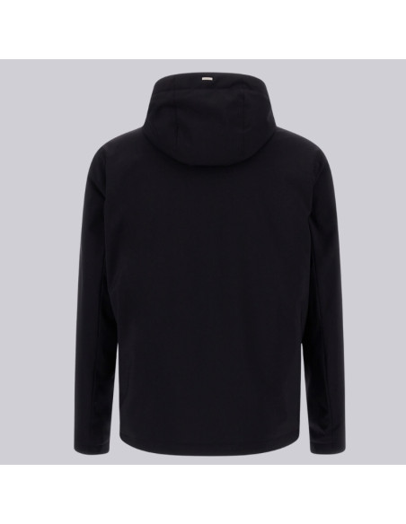Blouson Twill Stretch Noir Homme Herno présenté de dos｜Magasin Homme Toulouse