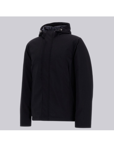 Blouson Twill Stretch Noir Homme Herno présenté de profil｜Magasin Homme Toulouse