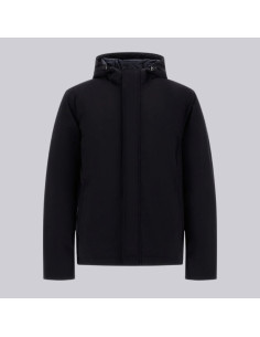Blouson Twill Stretch Noir Homme Herno présenté de face｜Magasin Homme Toulouse