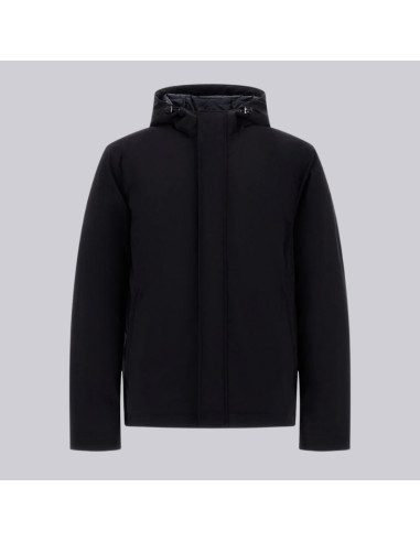 Blouson Twill Stretch Noir Homme Herno présenté de face｜Magasin Homme Toulouse