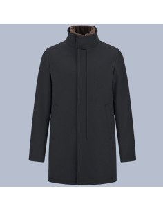Manteau Col Éco-Fourrure Bleu Marine Homme Herno présenté de face｜Magasin Homme Toulouse