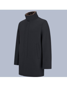 Manteau Col Éco-Fourrure Bleu Marine Homme Herno présenté de face｜Magasin Homme Toulouse 2