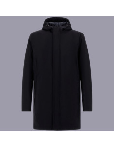 Parka Imperméable à Capuche Bleu Homme Herno présentée de face｜Magasin Homme Toulouse