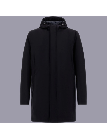 Parka Imperméable à Capuche Bleu Homme Herno présentée de face｜Magasin Homme Toulouse