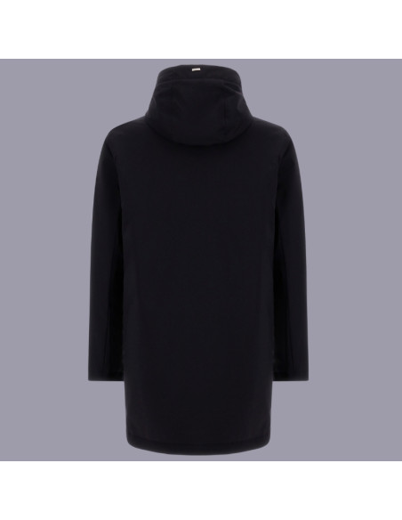 Parka Imperméable à Capuche Bleu Homme Herno présentée de dos｜Magasin Homme Toulouse