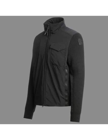 Cardigan Steel River Noir Homme Parajumpers présenté de profil｜Magasin Homme Toulouse