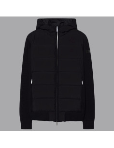 New Amos Hybrid Duck Hood Zip Soft Knit Noire RRD présentée de face｜Magasin Homme Toulouse
