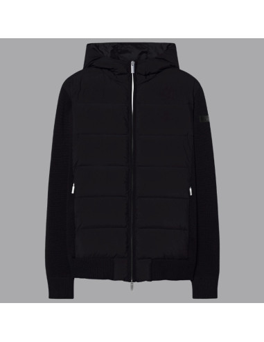 New Amos Hybrid Duck Hood Zip Soft Knit Noire RRD présentée de face|Magasin Homme Toulouse New Amos Hybrid Duck Hood Zip Soft Knit Noire RRD présentée de face|Magasin Homme Toulouse