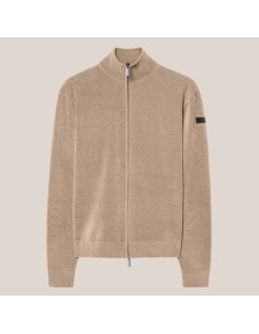 Velvet Full Zip Knit Beige Homme RRD présenté de face｜Magasin Homme Toulouse