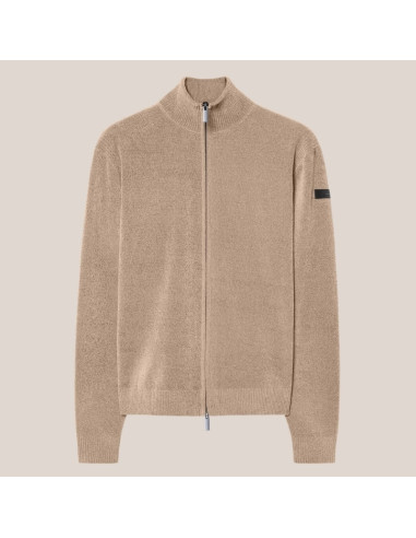 Velvet Full Zip Knit Beige Homme RRD présenté de face｜Magasin Homme Toulouse