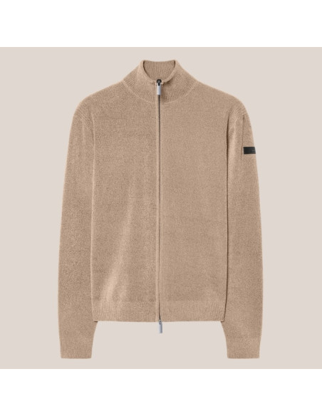 Velvet Full Zip Knit Beige Homme RRD présenté de face｜Magasin Homme Toulouse