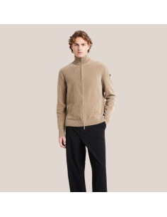 Velvet Full Zip Knit Beige Homme RRD présenté de face｜Magasin Homme Toulouse 2
